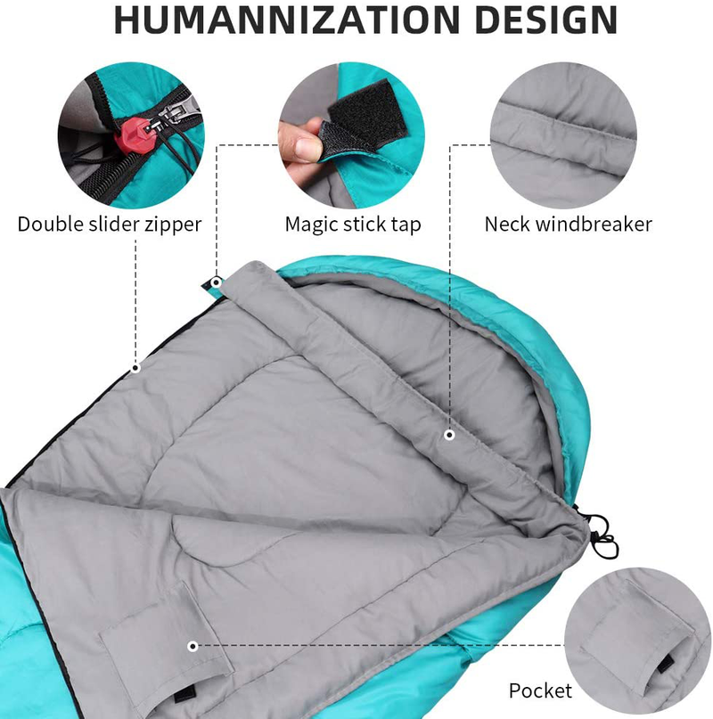 OUSTULE Camping Sleeping Bag -3 Season Warm & Cool Weather, Lightweight, Waterproof Indoor & Outdoor Use for Adults & Kids for Backpacking, Hiking, Traveling, Camping with Compression Sack Sporting Goods > Outdoor Recreation > Camping & Hiking > Sleeping Bags OUSTULE   