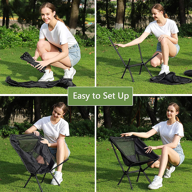 Folding Camping Chair Portable Ultralight Backpacking Chair with Carry Bag, Compact Camp Chair for Outdoor Camping, Travel, Picnic, Fishing, Hiking Sporting Goods > Outdoor Recreation > Camping & Hiking > Camp Furniture NouveLife   