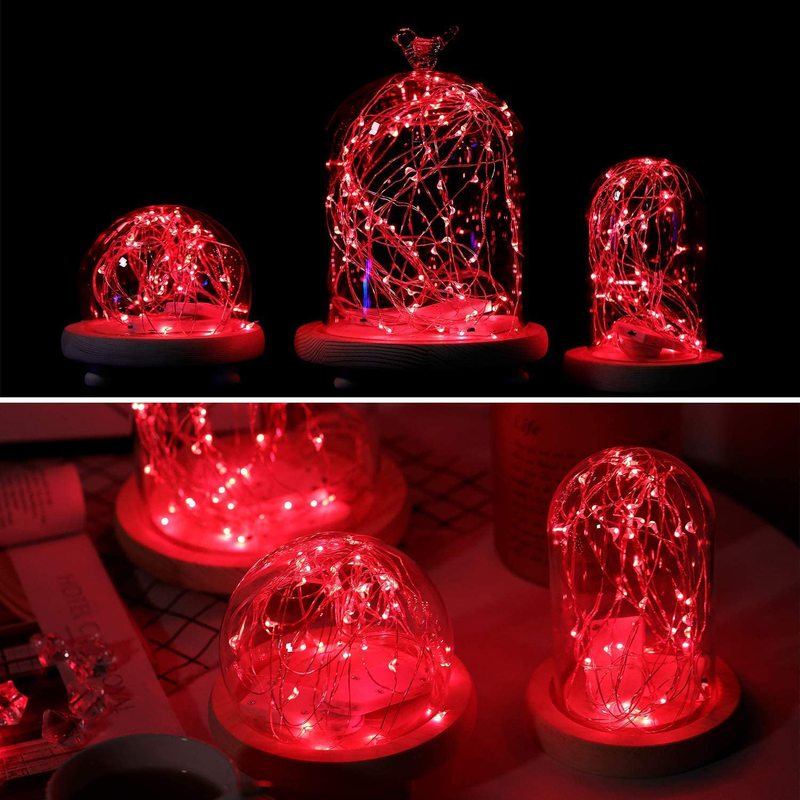 JMEXSUSS 4 Pack 50 LED Fairy Lights Battery Operated Silver Wire 16.1Ft Waterproof Red Twinkle Lights for Bedroom Party Gifts Wedding Valentine Christmas Birthday Indoor Outdoor Decoration Home & Garden > Decor > Seasonal & Holiday Decorations Linhai Exsuss Light&Decor Co.,Ltd.   