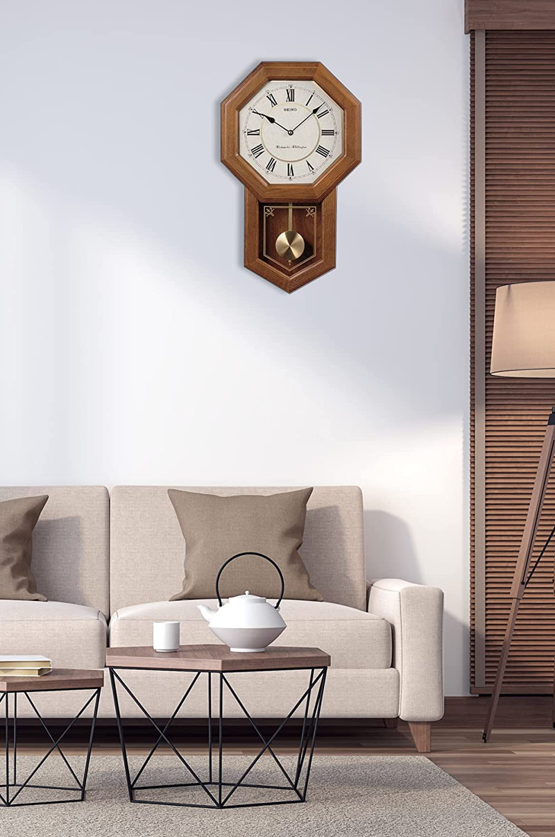 Seiko Light Oak Traditional Schoolhouse Wall Clock with Chime & Pendulum Home & Garden > Decor > Clocks > Wall Clocks KOL DEALS   