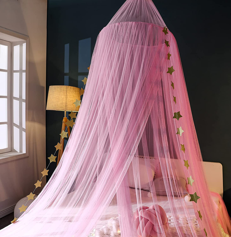 Mengersi Mosquito Net Bed Canopy Curtains Stars for Girls Kids for Single to King Size Beds Bedroom Decoration(Pink) Sporting Goods > Outdoor Recreation > Camping & Hiking > Mosquito Nets & Insect Screens Mengersi   