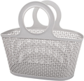 Plastic Shower Caddy, Portable Storage Basket Tote for Bathroom, Kitchen, Dorm Room, round Handle Organizer (Grey) Sporting Goods > Outdoor Recreation > Camping & Hiking > Portable Toilets & Showers UUJOLY Grey 12.2 × 6.3 inch 