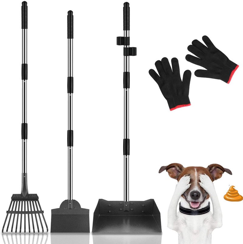 MOICO Pooper Scooper for Large and Small Dogs, Easy to Use Dog Poop Scooper with Metal Tray, Rake and Spade, Durable and Sturdy, Great for Grass, Gravel, Dirt Animals & Pet Supplies > Pet Supplies > Dog Supplies MOICO Larger(Pack of 3)  