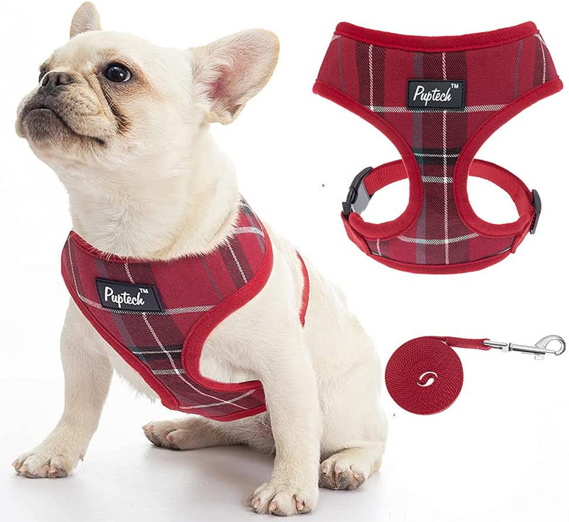 PUPTECK Soft Mesh Dog Harness Pet Puppy Comfort Padded Vest No Pull Harnesses Animals & Pet Supplies > Pet Supplies > Dog Supplies PUPTECK Dark red X-Small 
