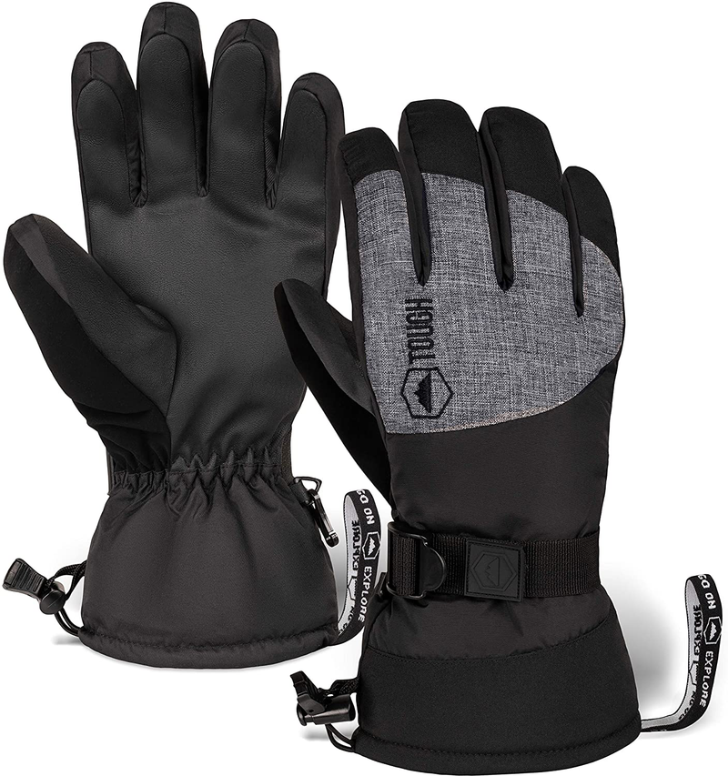 Ski & Snow Gloves - Waterproof & Windproof Winter Snowboard Gloves for Men & Women for Cold Weather Skiing & Snowboarding - With Wrist Leashes, Nylon Shell, Thermal Insulation & Synthetic Leather Palm  Tough Outdoors X-Large  