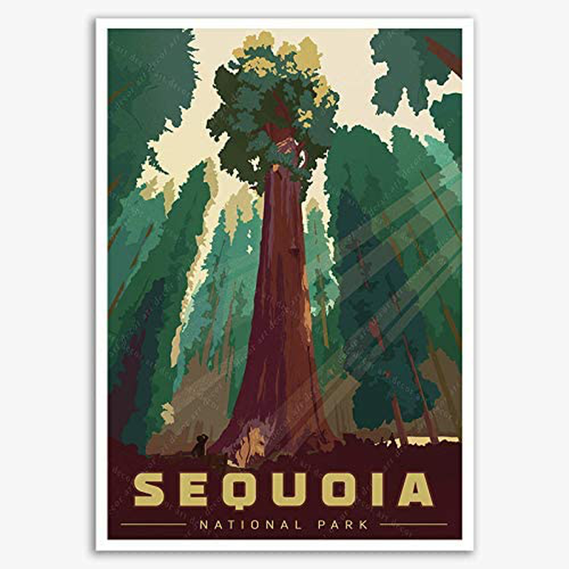 Sequoia National Park General Sherman America Vintage Travel Poster Art Print Painting Home Decoration Gift Home & Garden > Decor > Artwork > Posters, Prints, & Visual Artwork xtvin   