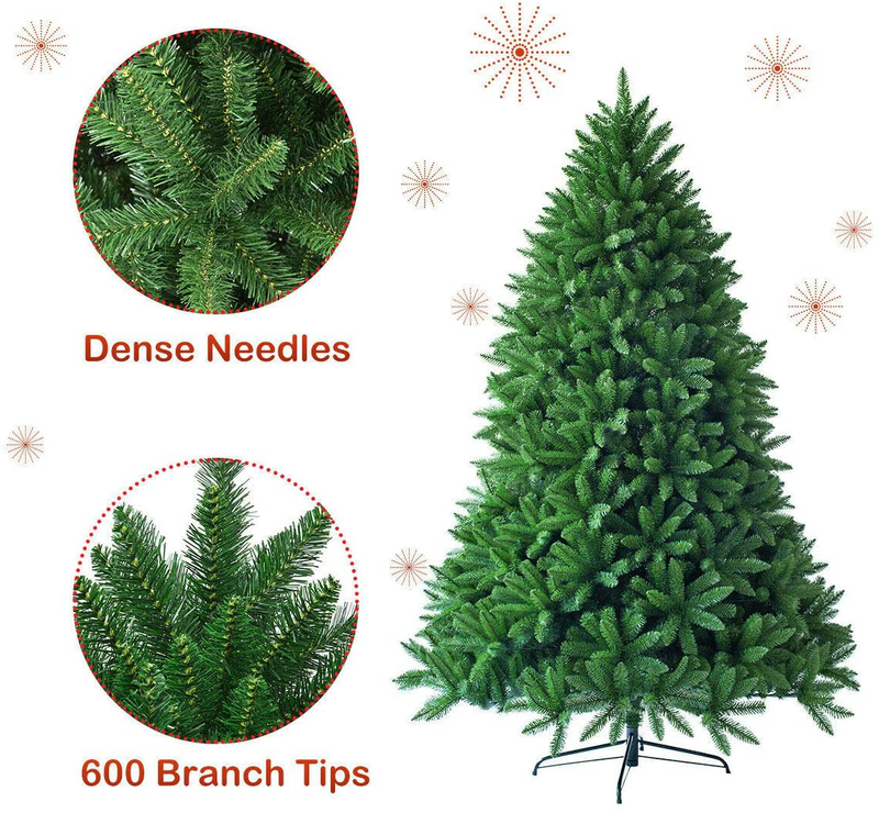 Goplus 5ft Unlit Artificial Christmas Tree, Premium Hinged Fir Tree, Easy Assembly with Metal Stand, Xmas Décor for Indoor and Outdoor (5ft) Home & Garden > Decor > Seasonal & Holiday Decorations > Christmas Tree Stands Goplus   