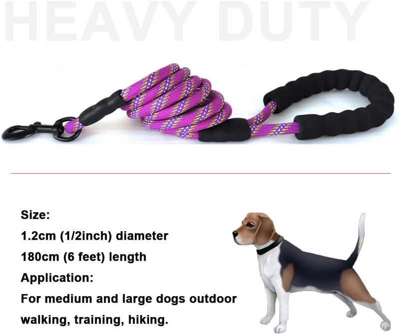 MayPaw Heavy Duty Rope Dog Leash, 6/8/10 FT Nylon Pet Leash, Soft Padded Handle Thick Lead Leash for Large Medium Dogs Small Puppy Animals & Pet Supplies > Pet Supplies > Dog Supplies MayPaw   