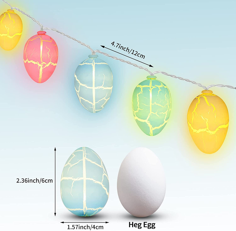 KPCB Tech Easter Lights String Eggs 20 LED 7.9FT Batteries Powered Egg Lights with 2 Lighting Modes Outdoor Indoor Easter Decorations for Home Easter Tree Egg Hunt Party Home & Garden > Decor > Seasonal & Holiday Decorations KPCB Tech   