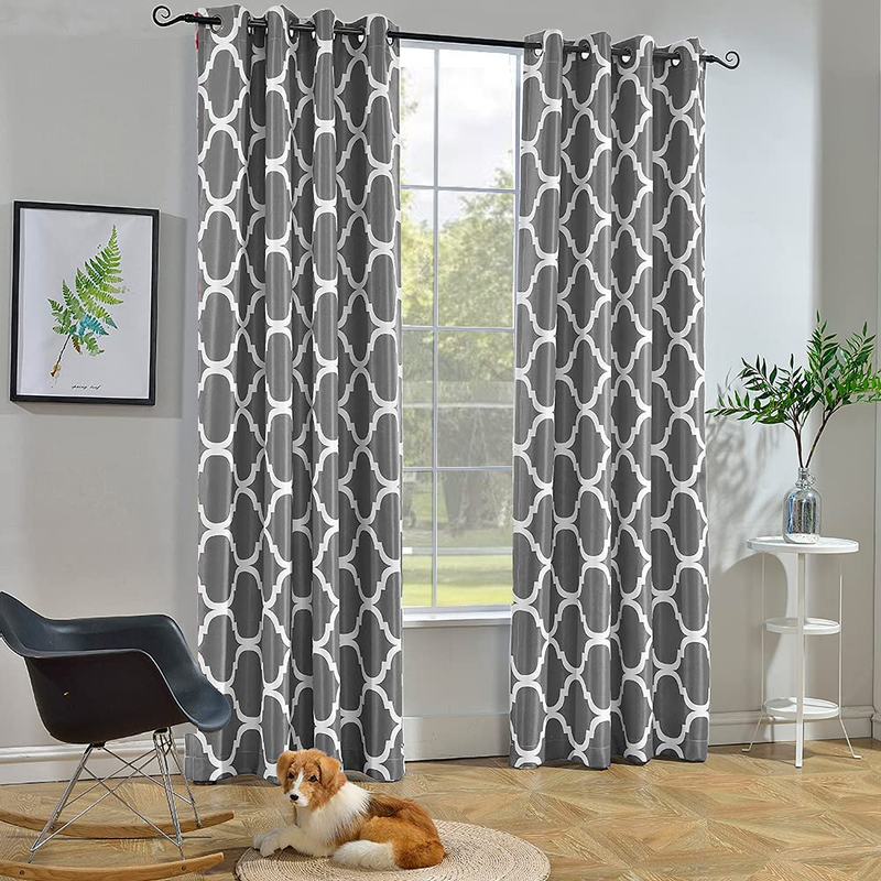 Melodieux Moroccan Fashion Room Darkening Blackout Grommet Top Curtains for Living Room, 52 by 84 Inch, Grey (1 Panel) Home & Garden > Decor > Window Treatments > Curtains & Drapes KOL DEALS Grey 52x84 Inch 