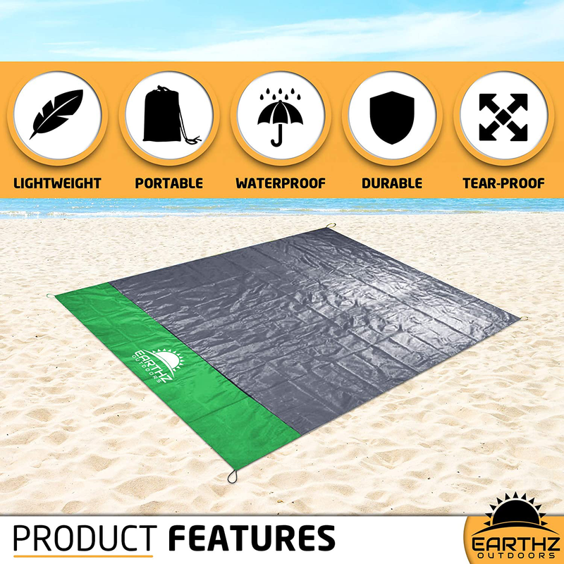 EARTHZ Waterproof Picnic Blanket 55x60 Outdoor Pocket Blanket for Beach, Camping, Hiking, Festival, Park - Sandproof Small Tarp - Compact Travel Mat Home & Garden > Lawn & Garden > Outdoor Living > Outdoor Blankets > Picnic Blankets Earthz Outdoors   