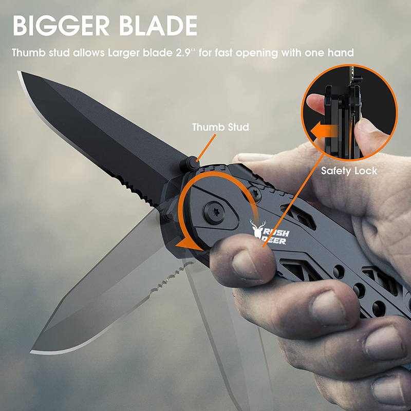 Multitool Knife,Rushdeer 16 in 1 Multi Tool Pliers Pocket Knife with Bottle Opener Fire Starter Screwdriver Etc.Christmas Gifts Stocking Stuffers for Men Women.Great for Camping Work Survival Outdoor Sporting Goods > Outdoor Recreation > Camping & Hiking > Camping Tools Rush Deer   
