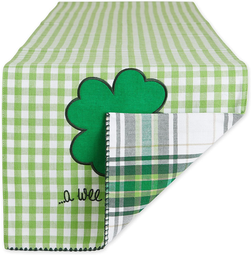 DII St. Patrick'S Day Collection Tabletop, Table Runner, 14X74", Shamrock Arts & Entertainment > Party & Celebration > Party Supplies DII Green Plaid Table Runner, 13x72" 