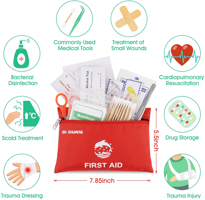 Small Travel First Aid Kit - 87 Piece Clean, Treat and Protect Most Injuries,Ready for Emergency at Home, Outdoors, Car, Camping, Workplace, Hiking. Health & Beauty > Health Care > First Aid > First Aid Kits QIO CHUANG   