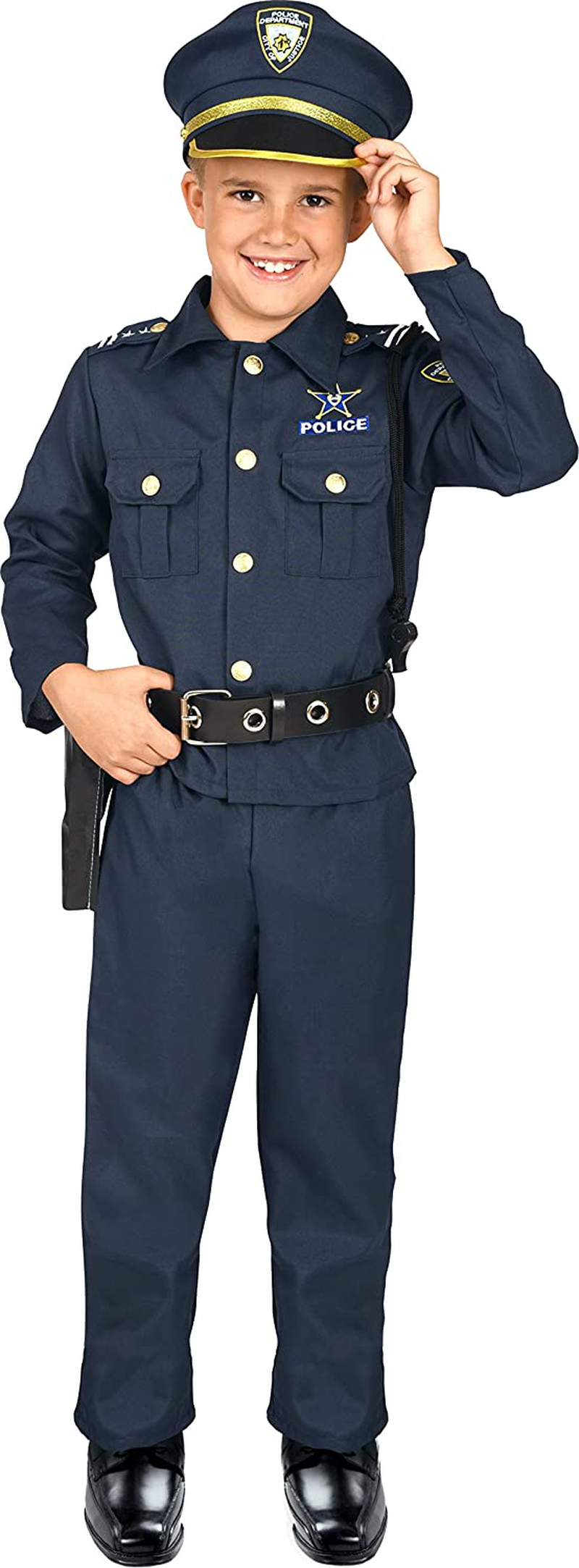 Kangaroo's Deluxe Boys Police Costume for Kids Apparel & Accessories > Costumes & Accessories > Costumes KANGAROO Medium 8-10  
