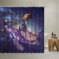 Nautical Biological Theme Shower Curtain Blue Ocean Sea Turtles Octopus Seahorse Beach Coral Reef Vintage Nautical Map Christmas New Year Decoration Bathroom Curtain with Hooks , Teal,70 X 70 Inch Home & Garden > Decor > Seasonal & Holiday Decorations& Garden > Decor > Seasonal & Holiday Decorations QYVLHD Mystery Purple White 70 X 70 Inch 