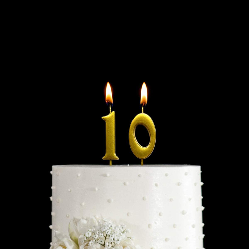 Gold 10th Birthday Numeral Candle, Number 10 Cake Topper Candles Party Decoration for Girl Or Boy Home & Garden > Decor > Home Fragrances > Candles MAGJUCHE   