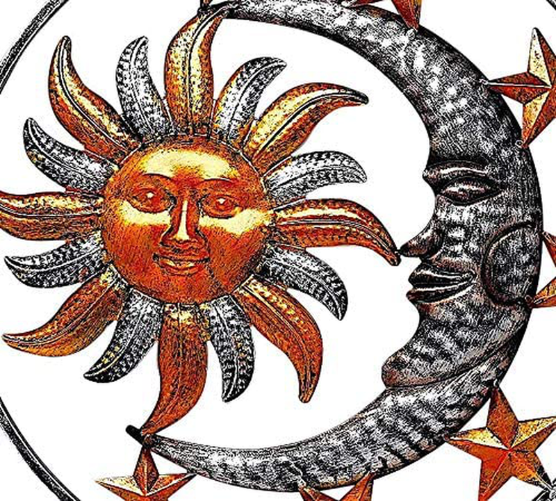 Large Metal Sun Moon Star Wall Art Sculpture Decor for Indoor Outdoor (17" Diameter) Home & Garden > Decor > Artwork > Sculptures & Statues DI Inc   