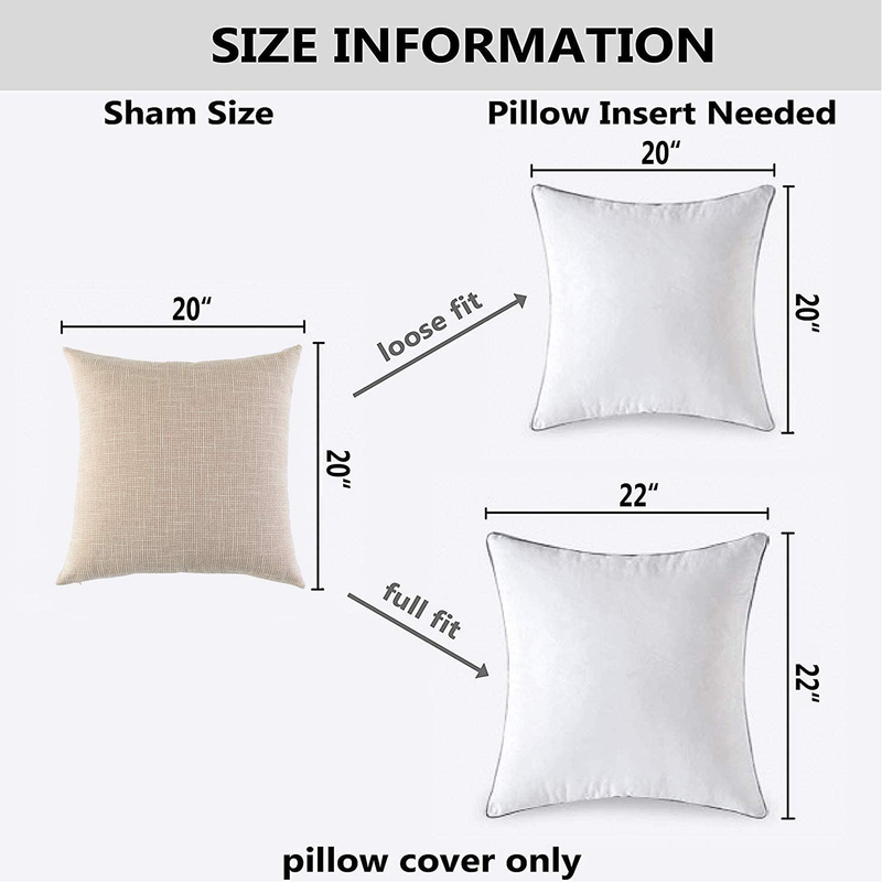 Kevin Textile Decoration Supersoft Linen Cushion Covers Square Throw Pillows Cover for Couch, 50X50 Cm, Set of 2, Light Beige Home & Garden > Decor > Chair & Sofa Cushions Kevin Textile   