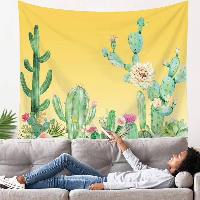 LANG XUAN Pink Cactus Tapestry Wall Hanging, Flower Wall Tapestry Plant Art Wall Blanket for Bedroom Living Room Dorm Home Decor (Pink Cactus, 150X200CM L:59X79inch) Home & Garden > Decor > Artwork > Decorative Tapestries LANG XUAN Yellow Cactus 130X150CM S:51X59inch) 