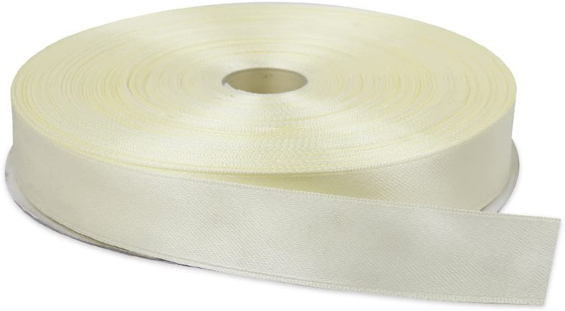 Topenca Supplies 3/8 Inches x 50 Yards Double Face Solid Satin Ribbon Roll, White Arts & Entertainment > Hobbies & Creative Arts > Arts & Crafts > Art & Crafting Materials > Embellishments & Trims > Ribbons & Trim Topenca Supplies Light Yellow 1" x 100 yards 