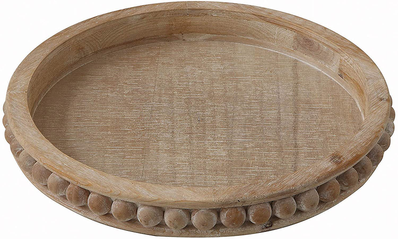 Creative Co-Op Whitewashed Round Decorative Wood Tray Home & Garden > Decor > Decorative Trays Creative Co-Op Single  