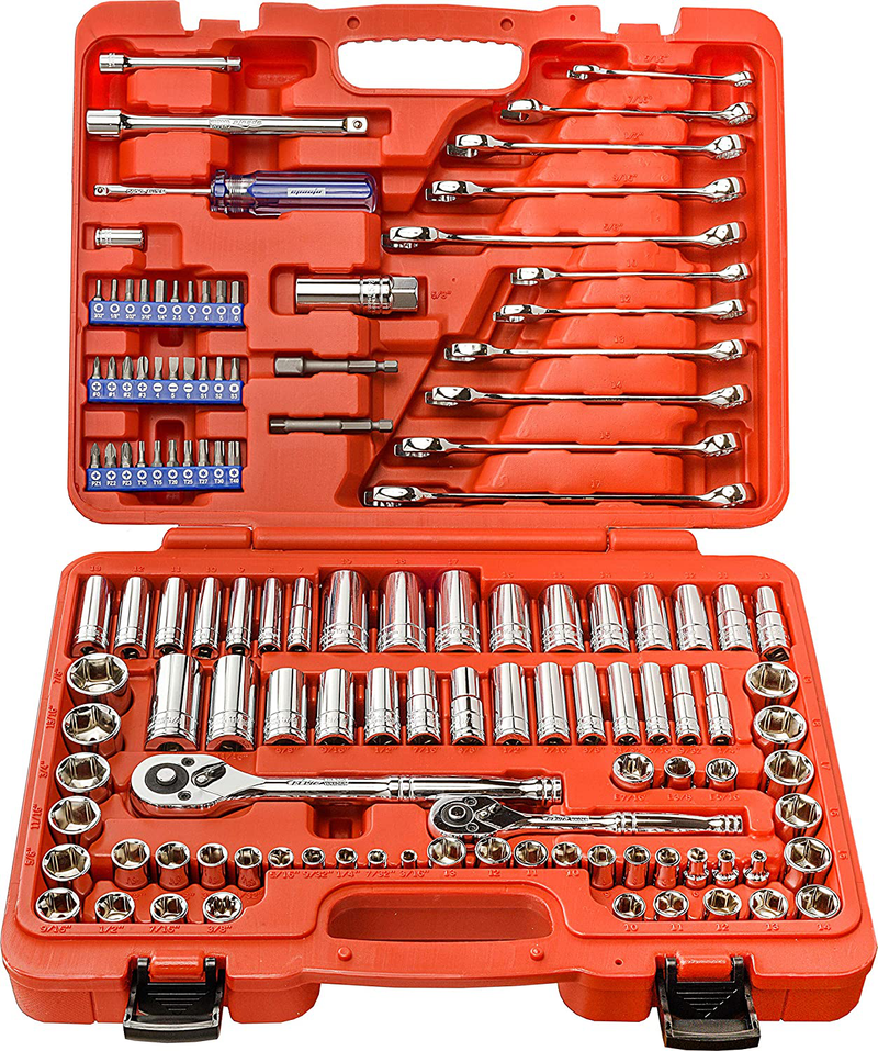 EPAuto Mechanics Tool Set Drive Socket Wrench Ratchets, SAE/Metric, 122-Piece