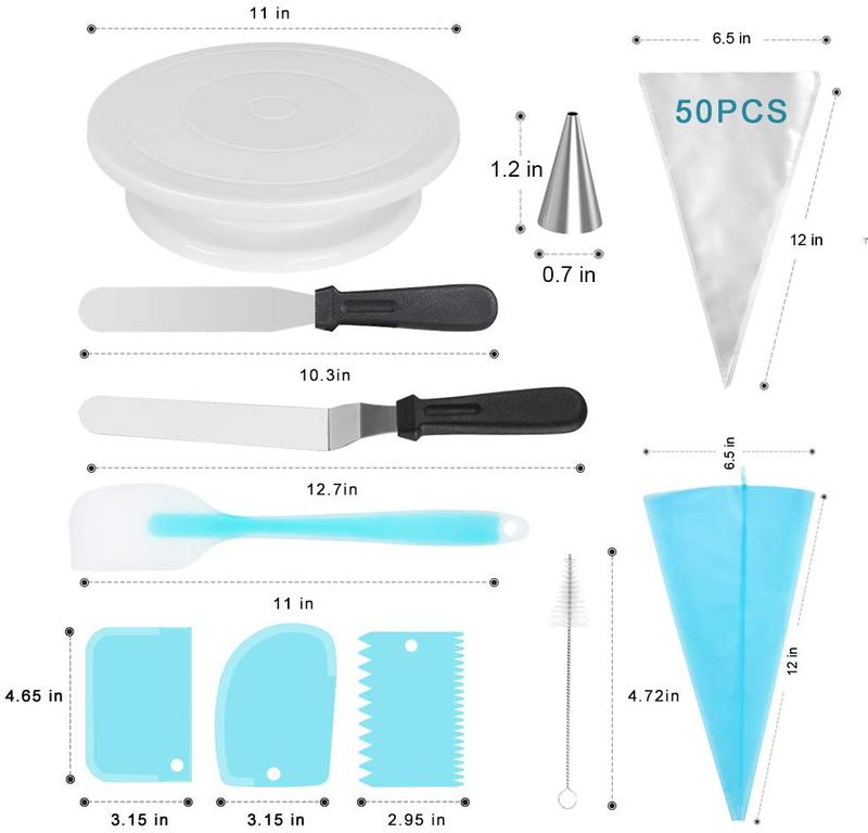 Kootek 103 Pcs Cake Decorating Tools Kit Baking Supplies Set with Revolving Cake Turntable, Cake Leveler, Cookie Cutter, Piping Tips, Frosting Pastry Bags, Icing Spatula Smoother, Cake Scrapers Home & Garden > Kitchen & Dining > Kitchen Tools & Utensils > Cake Decorating Supplies Kootek   