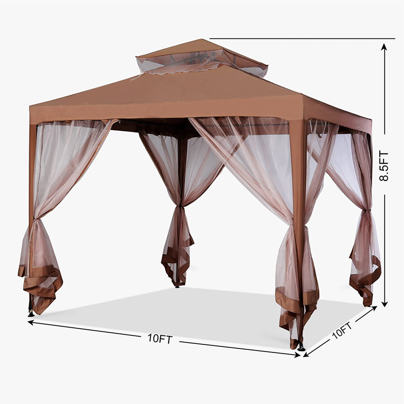 MASTERCANOPY Patio Gazebo 10'x10' Pop-Up Gazebo Tent Instant with Mosquito Netting Outdoor Gazebo Canopy Shelter with 100 Square Feet of Shade (Brown)