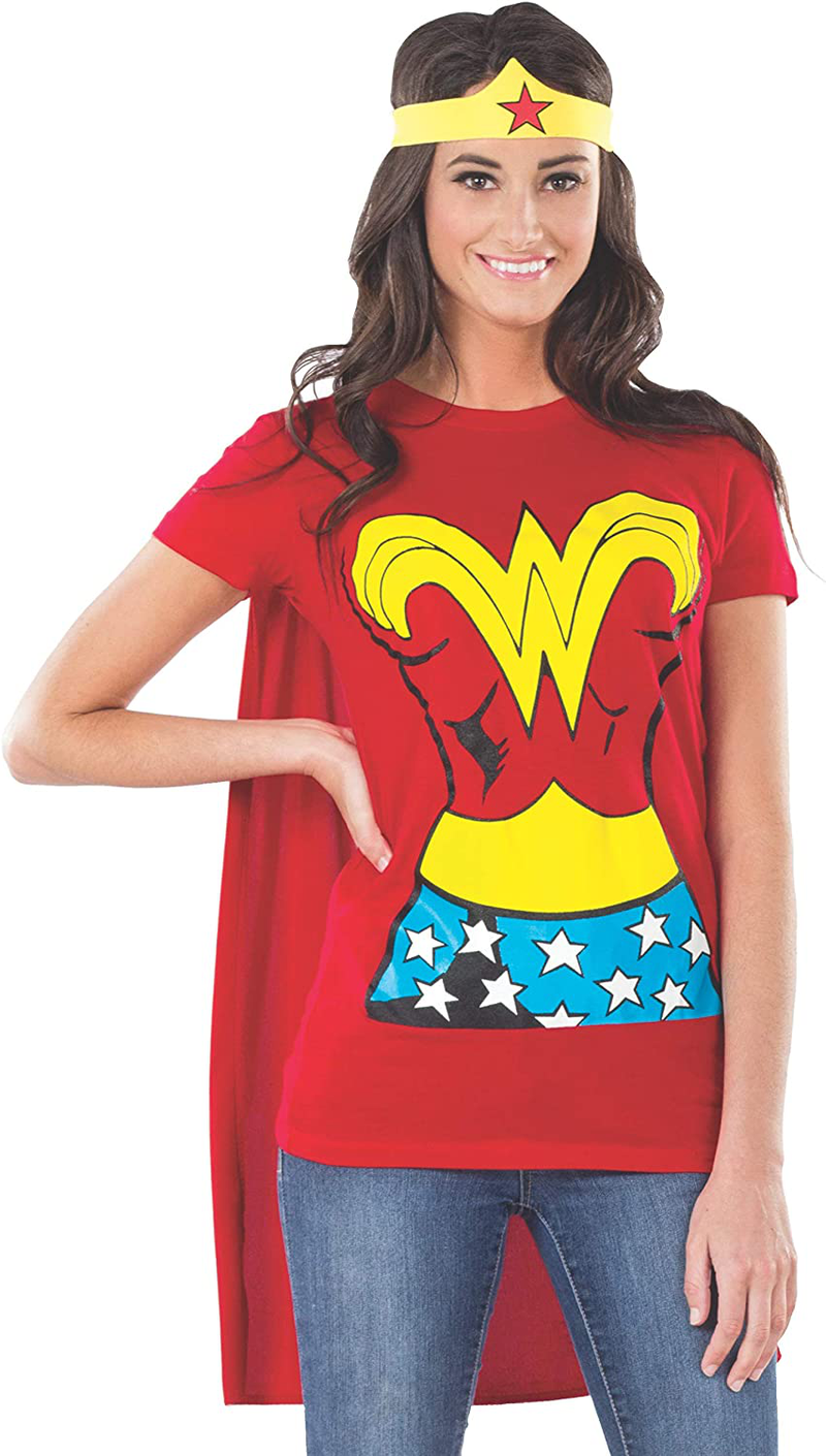 Rubies Women's DC Comics Wonder Woman T-Shirt with Cape and Headband Apparel & Accessories > Costumes & Accessories > Costumes KOL DEALS X-Large  