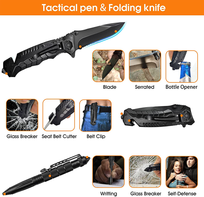 Gifts for Men Dad Husband Boyfriend Fathers Day, Survival Gear and Equipment 13 in 1 Emergency Survival Tools Camping Accessories, Christmas Birthday Gifts Ideas for Camping Fishing Hunting Hiking Sporting Goods > Outdoor Recreation > Camping & Hiking > Camping Tools BACROOM   