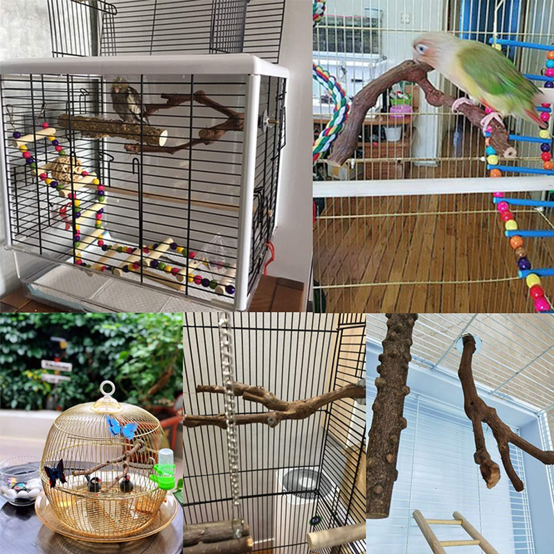kathson Parrot Perch Stand Bird Cagestand Pole Natural Wild Grape Stick Grinding Paw Cage Accessories for Parakeet Budgies Conure Lovebirds Platform