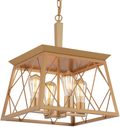 Q&S Farmhouse Vintage Chandelier, Rustic Pendant Light,Industrial Hanging Light Fixture for Dining Room Kitchen Island,Wrought Iron ,ORB+Oak White 4 Lights E26 Home & Garden > Lighting > Lighting Fixtures > Chandeliers Q&S Gold  