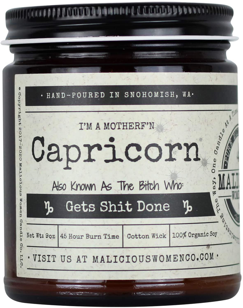 Malicious Women Candle Co - Virgo The Zodiac Bitch - Can Do It on Her Own…Neatly, Take A Hike (Wildflower, Cedar, Moss), All-Natural Soy Candle, 9 oz Home & Garden > Decor > Home Fragrances > Candles MALICIOUS WOMEN CANDLE CO. INFUSED WITHSASS Capricorn  