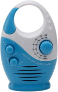 EMVANV Waterproof Shower Radio, Portable Hanging Splash Proof Mini AM/FM Radio Speaker with Top Handle Adjustable Volume for Bathroom Outdoor Use Sporting Goods > Outdoor Recreation > Camping & Hiking > Portable Toilets & ShowersSporting Goods > Outdoor Recreation > Camping & Hiking > Portable Toilets & Showers EMVANV White and Blue  