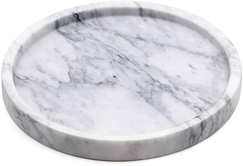 Circular Marble Stone Decorative Tray for Counter, Vanity, Dresser, Nightstand or Desk, Diameter 9-5/8 Inches Home & Garden > Decor > Decorative Trays LUANT   