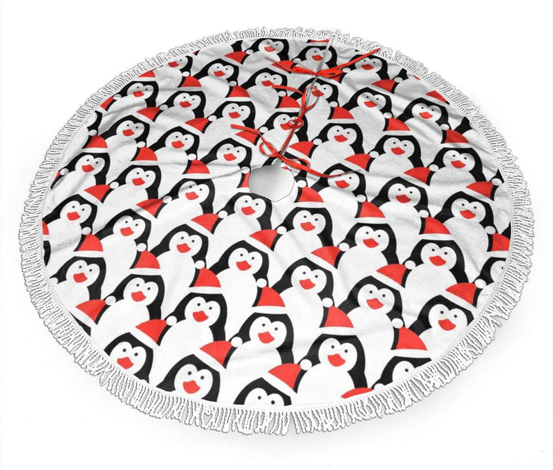 MSGUIDE American Football Christmas Tree Skirt 48 Inch Large Halloween Xmas Tree Decor for Holiday Party Decor Christmas Decoration Home & Garden > Decor > Seasonal & Holiday Decorations > Christmas Tree Skirts MSGUIDE Penguins Pattern for Christmas 48" 