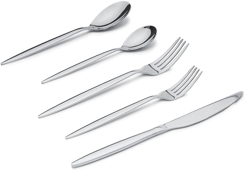 SANTUO 30 Piece Silverware Set for 6, Dinning Stainless Steel Flatware Set, 30pcs Lunch Tableware Cutlery Set, Dinner Mirror Polished Utensils, Include Knife Fork Spoon for Home (Black Titanium) Home & Garden > Kitchen & Dining > Tableware > Flatware > Flatware Sets SANTUO Silver 40-Piece 
