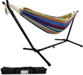 Highwild Double Hammock with Space Saving Steel Stand - Max 600 Lbs - 2 Person Adjustable Cotton Hammock Includes Portable Carrying Bag(Blue/Purple) Home & Garden > Lawn & Garden > Outdoor Living > Hammocks Highwild B- Blue/Purple  
