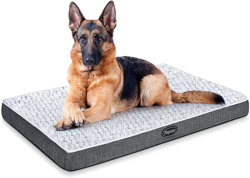 Furpezoo Orthopedic Dog Bed for Small Medium Large Dog,Dog Crate Mattress with Memory Foam, Washable Dog Bed of Comfortable Rose Plush Beds with Removable Cover, White Animals & Pet Supplies > Pet Supplies > Dog Supplies > Dog Beds Furpezoo L (35"x22"x2.8")  