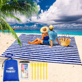 Famiry Sand Free Beach Blanket, Extra Large 10 x 9 Feet Size, Durable & Compact Beach Outdoor Mat, Includes 6 Stakes, 4 Sand Pockets & Zippered Pocket Home & Garden > Lawn & Garden > Outdoor Living > Outdoor Blankets > Picnic Blankets Famiry Navy Blue  