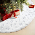 COOLWUFAN 48 Inches Christmas Tree Skirt Red, White Snowflake Christmas Tree Mats for Xmas Tree Holiday Party Decorations（Red+White） Home & Garden > Decor > Seasonal & Holiday Decorations > Christmas Tree Skirts COOLWUFAN White  
