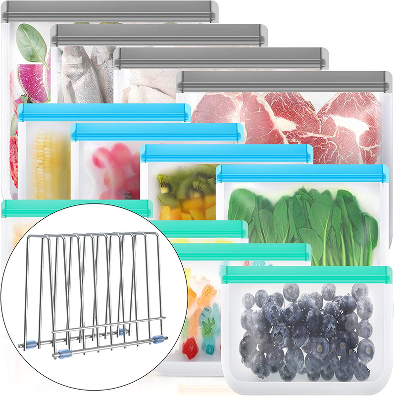 Reusable Storage Bags,16 Pack BPA Free Reusable Freezer Bags (5 Reusable Sandwich Bags, 5 Reusable Snack Bags, 6 Reusable Gallon Bags), Leakproof Reusable Silicone Food Bags Home & Garden > Kitchen & Dining > Food Storage WONDAY 12 Pack - 4 Gallon 4 Sandwich 4 Snack  