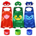 Superhero Capes with Masks Double Side Dress up Costumes Festival Christmas Halloween Cosplay Birthday Party for Kids Apparel & Accessories > Costumes & Accessories > Costumes PAOARA One Side-pj 3sest  