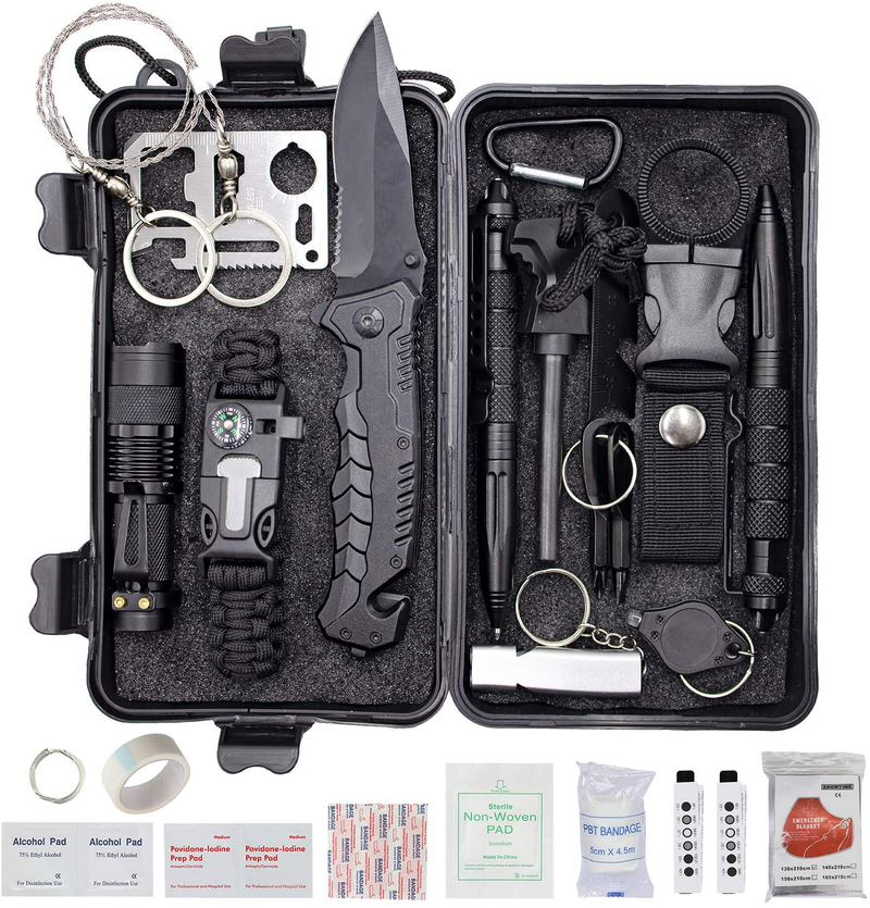 Procase Survival Kit (40 in 1) Ideas, Outdoor Camping Gear Tool and Equipment with Bracelet, Fire Starter, Compass, Medical Supplies, Gifts for Father Husband Boyfriend Teen Boy Sporting Goods > Outdoor Recreation > Camping & Hiking > Camping Tools ProCase   