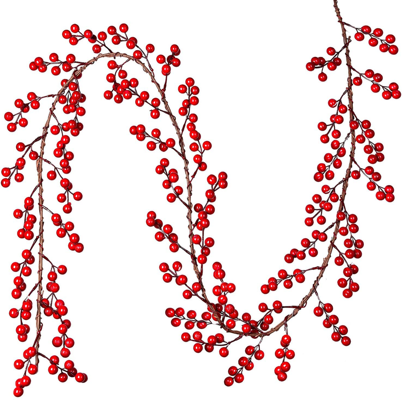 Dearhouse 5.58FT Red Berry Christmas Garland, Flexible Artificial Berry Garland for Indoor Outdoor Hone Fireplace Decoration for Winter Christmas Holiday New Year Decor. Home & Garden > Decor > Seasonal & Holiday Decorations DearHouse 6.1 Feet  