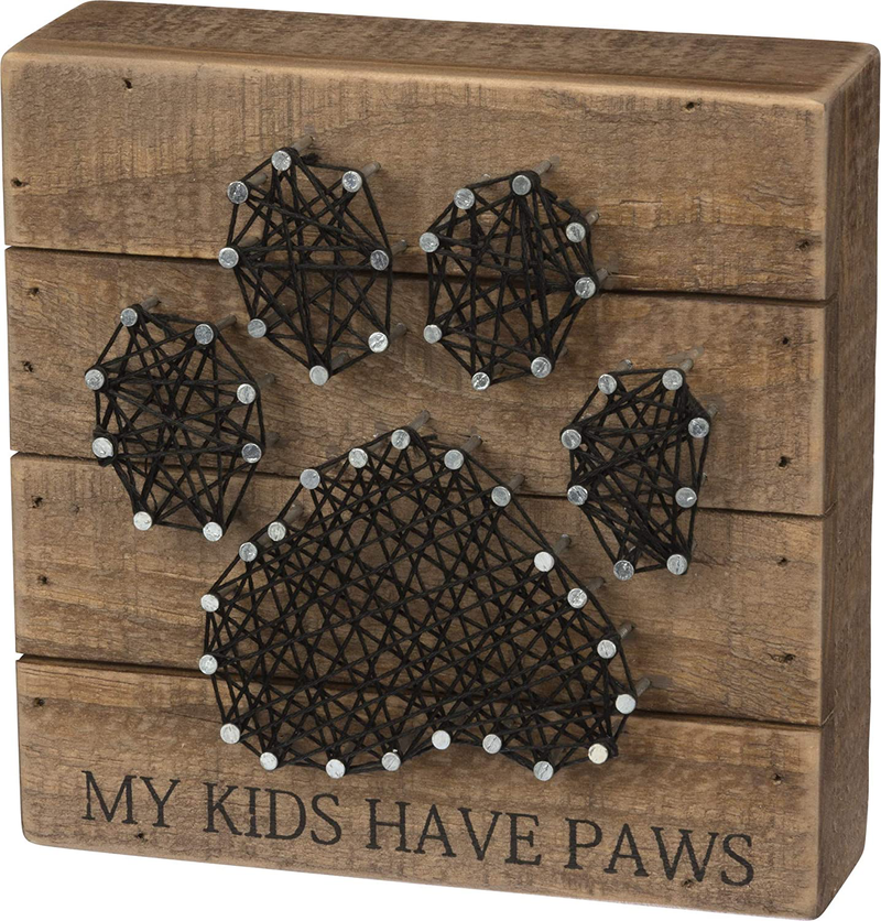 Primitives by Kathy Rustic Décor Box Sign, 6" x 3", Neutral Home & Garden > Decor > Seasonal & Holiday Decorations Primitives by Kathy Paws  