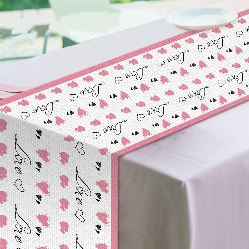 Leesgel 71 Inches Valentine Table Runner, Valentines Day Table Runner, Valentines Table Runner Valentines Day Decoration Valentines Day Decorations for the Home Valentines Decor (Heart with Love) Home & Garden > Decor > Seasonal & Holiday Decorations Leesgel   
