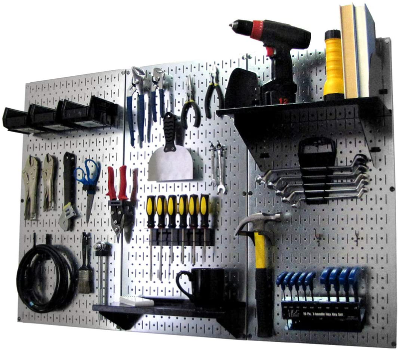 Pegboard Organizer Wall Control 4 ft. Metal Pegboard Standard Tool Storage Kit with Galvanized Toolboard and Black Accessories Hardware > Hardware Accessories > Tool Storage & Organization Wall Control Metallic Pegboard with Black Accessories Storage 