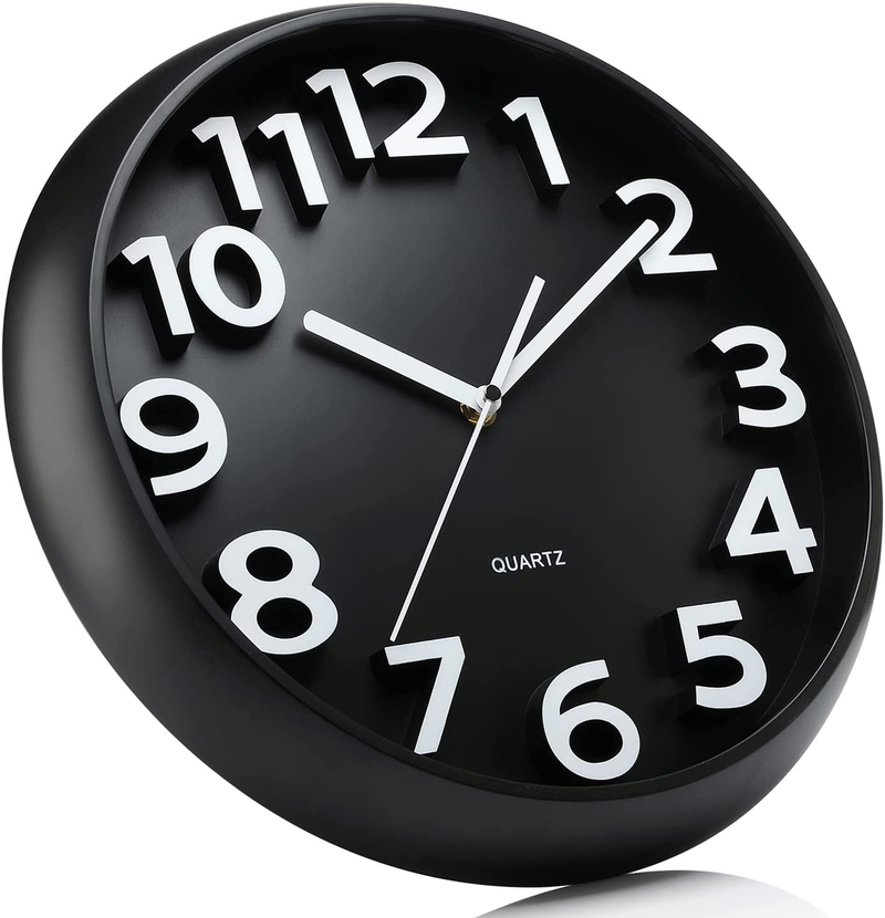 Plumeet 13'' Large Wall Clock - Silent Non-Ticking Quartz Wall Clocks for Living Room Decor - Modern Style Suitable for Home Kitchen Office - Battery Operated (Black) Home & Garden > Decor > Clocks > Wall Clocks Plumeet   